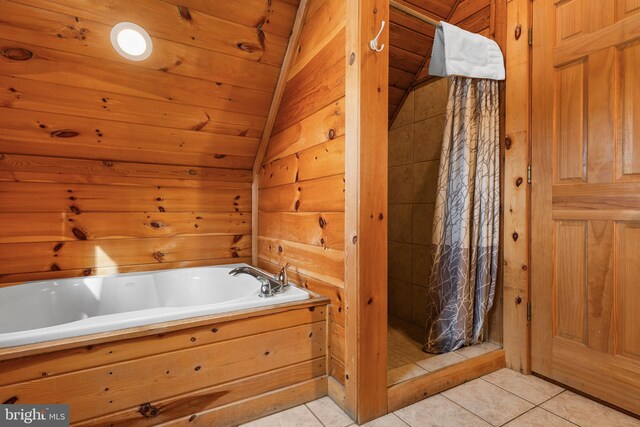45 Village Dr Unit 4, Oakland, MD 21550 - bathroom with tile patterned floors, a bath, and a shower with shower curtain