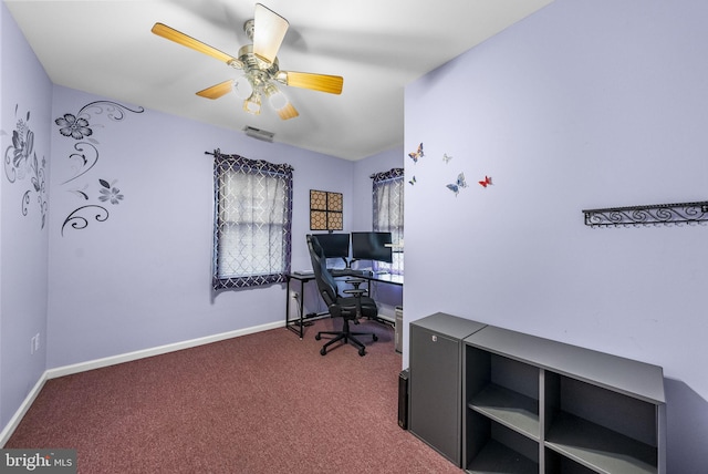 2034 Beach Blvd, Point Pleasant Boro, NJ 08742 - home office featuring carpet floors, ceiling fan, and baseboards