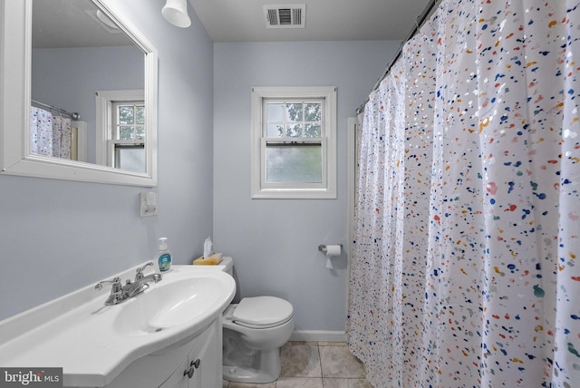 2034 Beach Blvd, Point Pleasant Boro, NJ 08742 - bathroom with vanity, toilet, tile patterned floors, baseboards, and curtained shower