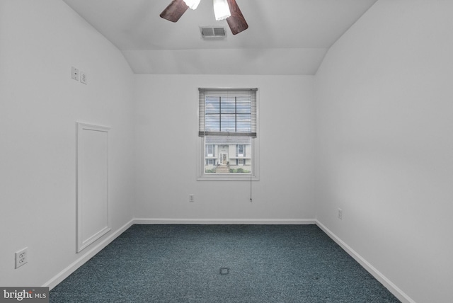 2034 Beach Blvd, Point Pleasant Boro, NJ 08742 - spare room featuring dark colored carpet, vaulted ceiling, a ceiling fan, and baseboards