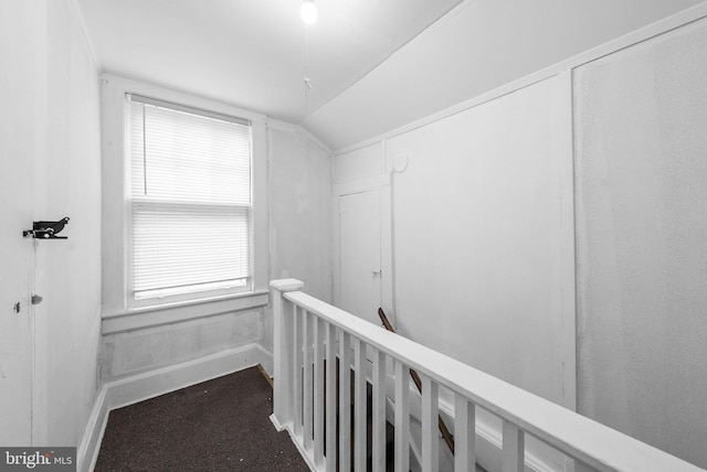 2034 Beach Blvd, Point Pleasant Boro, NJ 08742 - hall featuring an upstairs landing, vaulted ceiling, and carpet flooring