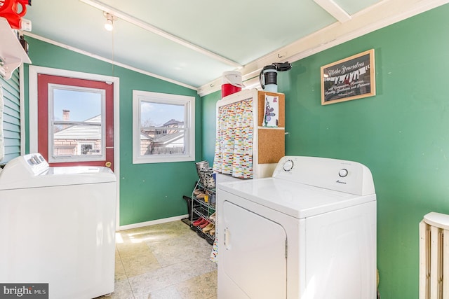 1751 Temple Ave, Lancaster, PA 17603 - laundry room with separate washer and dryer, baseboards, and light stone finish floors