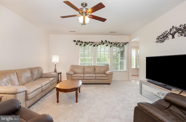 1402 Joppa Forest Dr Unit 7, Joppa, MD 21085 - living area with a ceiling fan, light carpet, and baseboards