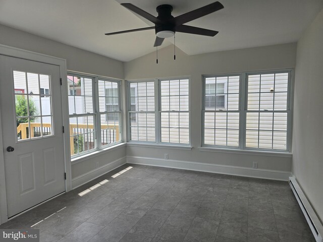 31 W Whitlock Ave, Winchester, VA 22601 - unfurnished sunroom featuring baseboard heating, baseboards, and lofted ceiling