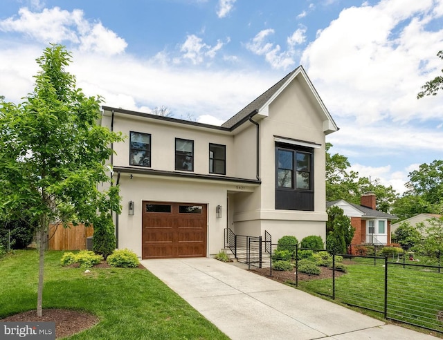 5421 4th St S, Arlington, VA 22204 - view of front facade with stucco siding, an attached garage, and driveway
