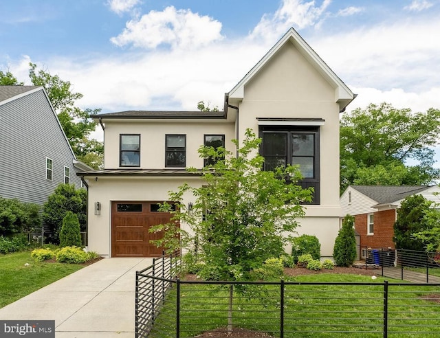 5421 4th St S, Arlington, VA 22204 - contemporary home with stucco siding, a garage, and driveway