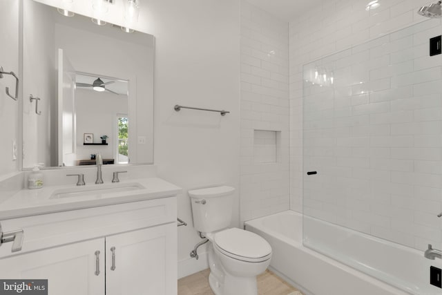 5421 4th St S, Arlington, VA 22204 - bathroom featuring vanity, toilet, a ceiling fan, and washtub / shower combination