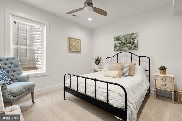 5421 4th St S, Arlington, VA 22204 - bedroom with light colored carpet, baseboards, recessed lighting, and a ceiling fan