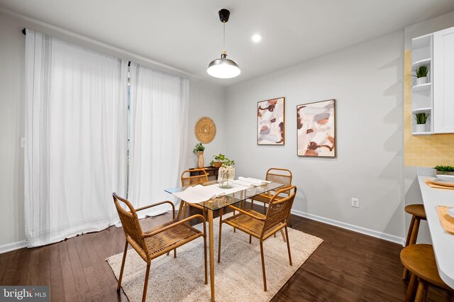 229 S Macon St, Baltimore, MD 21224 - dining room with baseboards, dark wood-type flooring, and recessed lighting