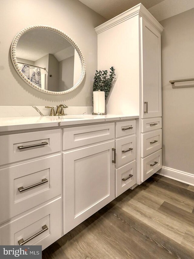 37529 Atlantic Ave Unit 11, Rehoboth Beach, DE 19971 - bathroom featuring vanity, wood finished floors, and baseboards