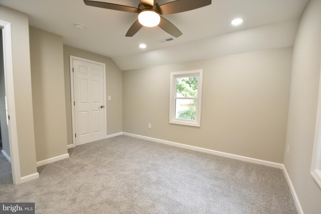 307 4th St, Seaford, DE 19973 - carpeted empty room with baseboards, lofted ceiling, recessed lighting, a ceiling fan, and a smoke detector