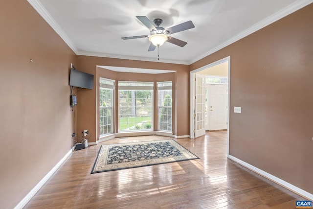 797 Willow Ridge Rd, Troy, VA 22974 - foyer entrance featuring a ceiling fan, hardwood / wood-style flooring, and crown molding