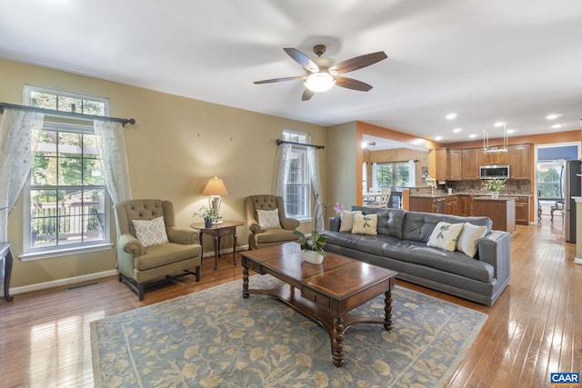 797 Willow Ridge Rd, Troy, VA 22974 - living area featuring light wood-type flooring, a ceiling fan, and recessed lighting