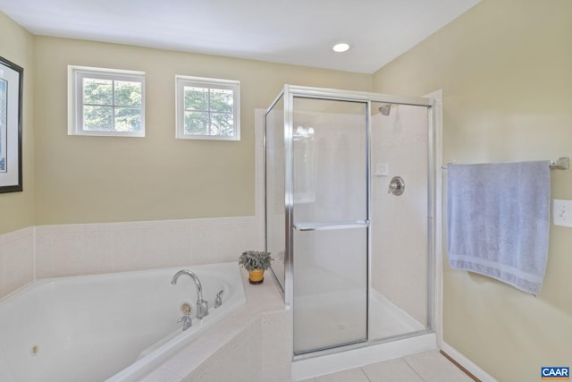 797 Willow Ridge Rd, Troy, VA 22974 - bathroom featuring a jetted tub, a shower stall, and tile patterned floors