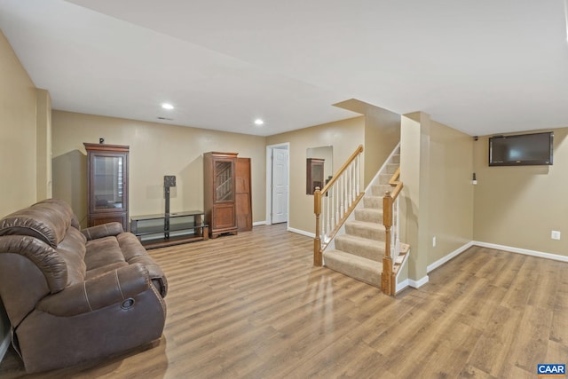 797 Willow Ridge Rd, Troy, VA 22974 - living room with light wood-style floors, recessed lighting, and stairs
