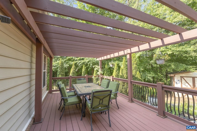797 Willow Ridge Rd, Troy, VA 22974 - wooden terrace with a pergola and outdoor dining space