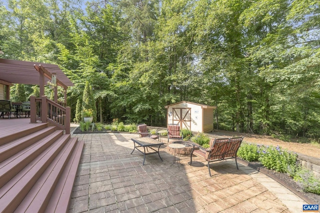 797 Willow Ridge Rd, Troy, VA 22974 - view of patio featuring a storage unit, a pergola, and a wooden deck