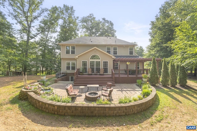 797 Willow Ridge Rd, Troy, VA 22974 - back of house with a patio, a fire pit, a deck, and a lawn