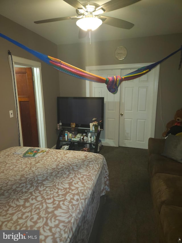 421 Folcroft St, Baltimore, MD 21224 - bedroom with carpet and ceiling fan