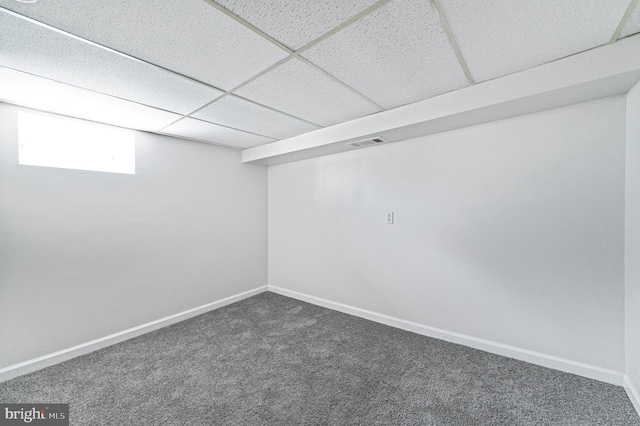 1225 Harper Ave, Woodlyn, PA 19094 - below grade area with carpet flooring, baseboards, and a drop ceiling