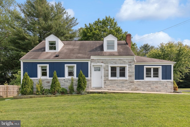 9722 Beall Ave, Damascus, MD 20872 - cape cod house featuring stone siding, board and batten siding, and a chimney