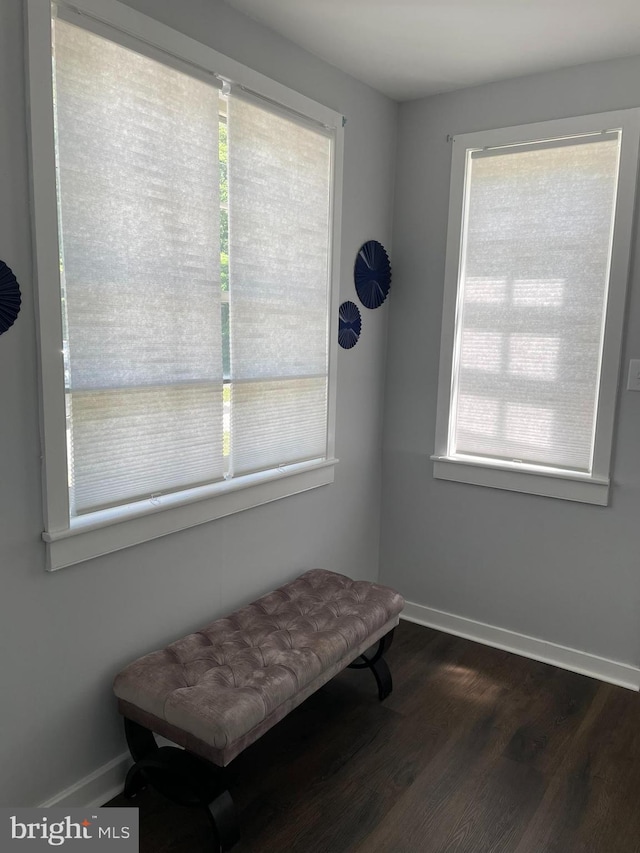 209 Hewitt Rd, Williamstown, NJ 08094 - sitting room with healthy amount of natural light, dark wood-style flooring, and baseboards