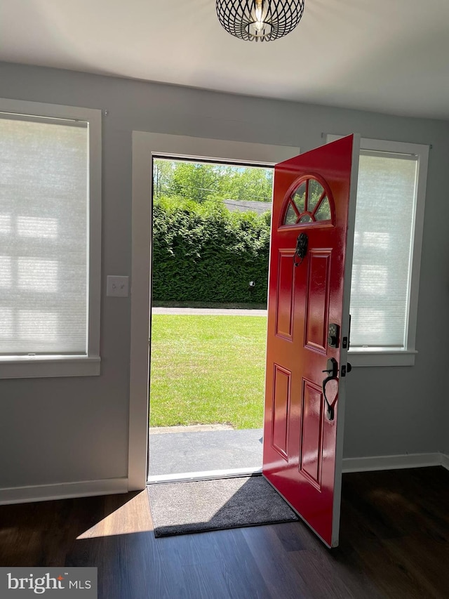 209 Hewitt Rd, Williamstown, NJ 08094 - entryway featuring plenty of natural light, dark wood-type flooring, and baseboards