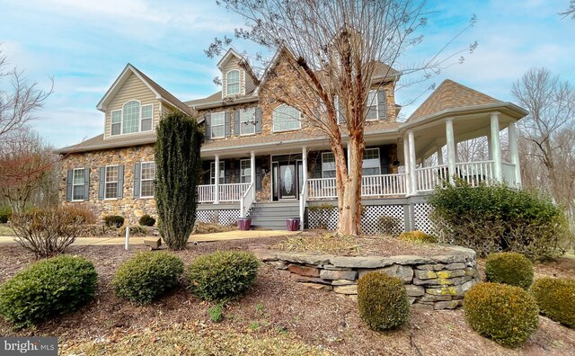 5 Cross Point Dr, Owings, MD 20736 - view of front of property featuring covered porch and stone siding