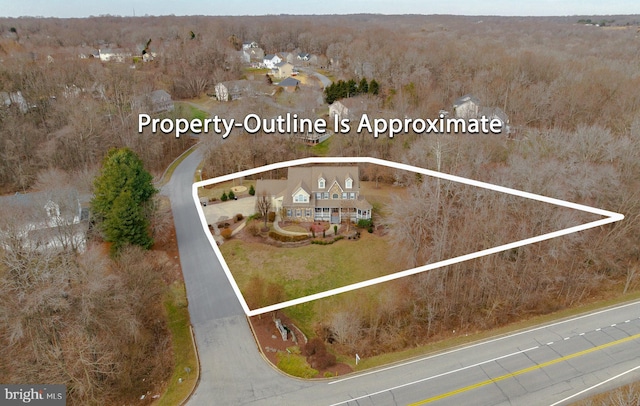 5 Cross Point Dr, Owings, MD 20736 - aerial view of property and surrounding area featuring property parcel outlined and a forest