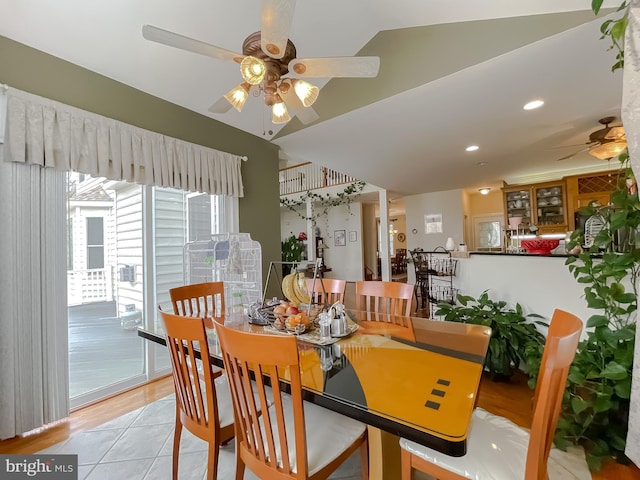 5 Cross Point Dr, Owings, MD 20736 - dining room with a ceiling fan, lofted ceiling, and recessed lighting