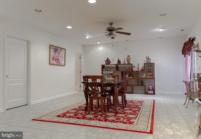 5 Cross Point Dr, Owings, MD 20736 - dining area featuring ceiling fan, recessed lighting, light tile patterned flooring, and baseboards