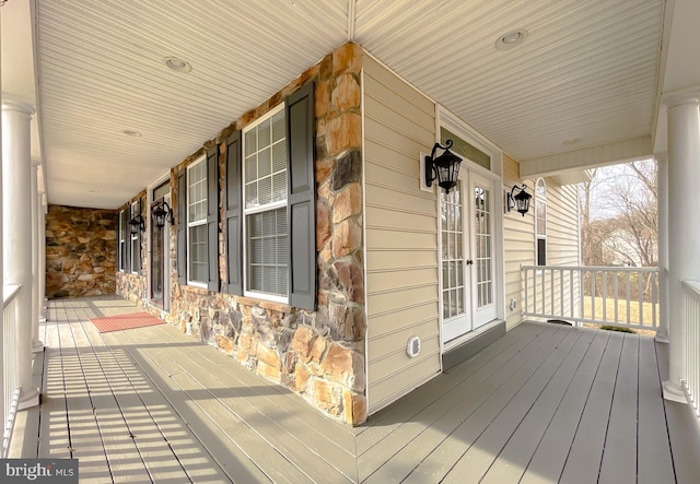 5 Cross Point Dr, Owings, MD 20736 - wooden porch featuring french doors
