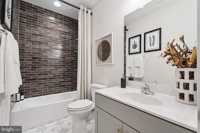 1052 Webster Ct, Winchester, VA 22603 - bathroom featuring vanity, toilet, shower / tub combo, and tile patterned floors