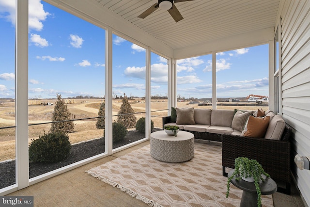 1052 Webster Ct, Winchester, VA 22603 - sunroom / solarium featuring a ceiling fan and an outdoor hangout area
