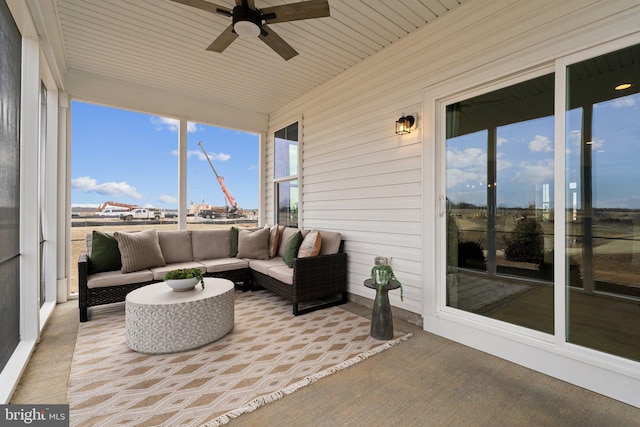 1052 Webster Ct, Winchester, VA 22603 - sunroom / solarium with an outdoor hangout area, ceiling fan, and healthy amount of natural light