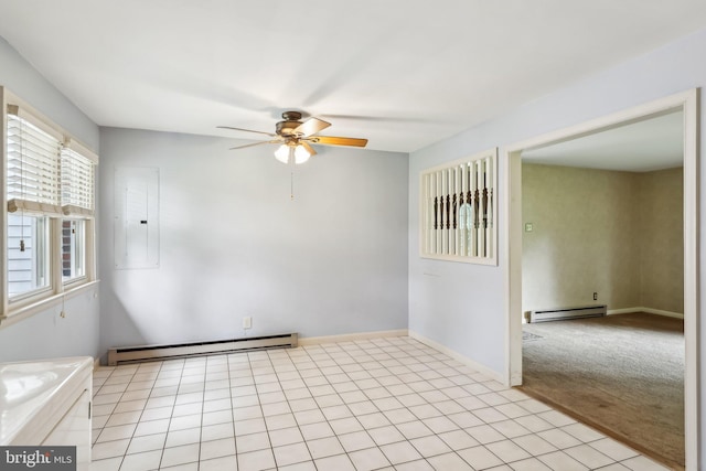 1927 Chapel Ave W, Cherry Hill, NJ 08002 - unfurnished room with a baseboard radiator, electric panel, ceiling fan, and washer / dryer