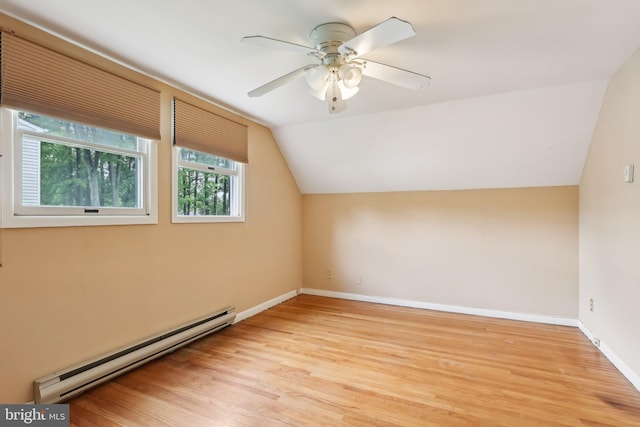 1927 Chapel Ave W, Cherry Hill, NJ 08002 - bonus room featuring a baseboard radiator, light wood-type flooring, baseboards, vaulted ceiling, and a ceiling fan