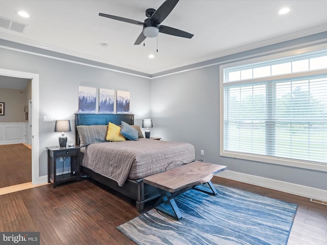 3447 Old Leetown Pike, Ranson, WV 25438 - bedroom featuring crown molding, wood finished floors, recessed lighting, baseboards, and ceiling fan