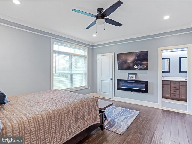 3447 Old Leetown Pike, Ranson, WV 25438 - bedroom featuring wood finished floors, crown molding, recessed lighting, baseboards, and a ceiling fan