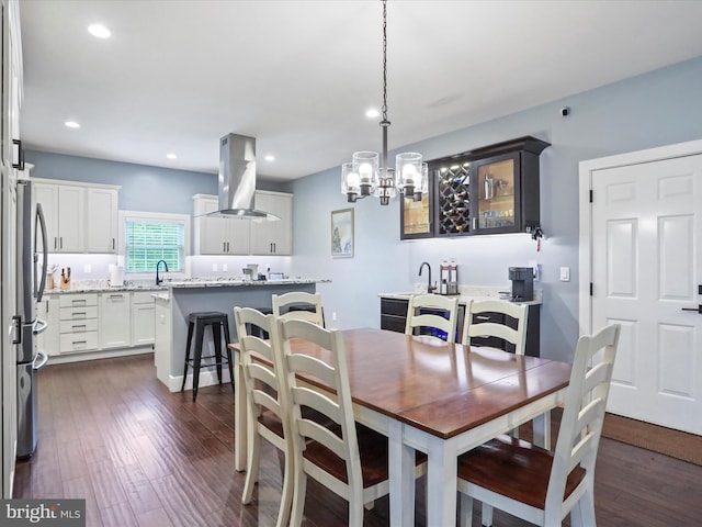 3447 Old Leetown Pike, Ranson, WV 25438 - dining area featuring a chandelier, dark wood finished floors, and recessed lighting