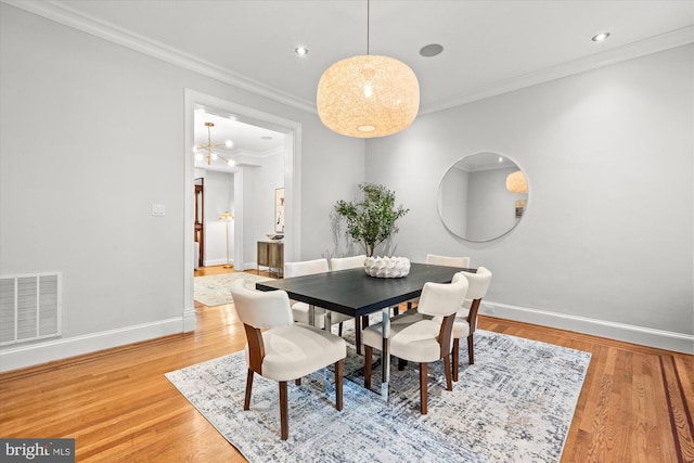 121 V St NW, Washington, DC 20001 - dining space featuring baseboards, light wood finished floors, crown molding, and recessed lighting