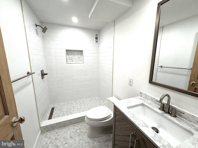 800 25th St NW Unit 801, Washington, DC 20037 - full bathroom with tiled shower, vanity, toilet, and recessed lighting