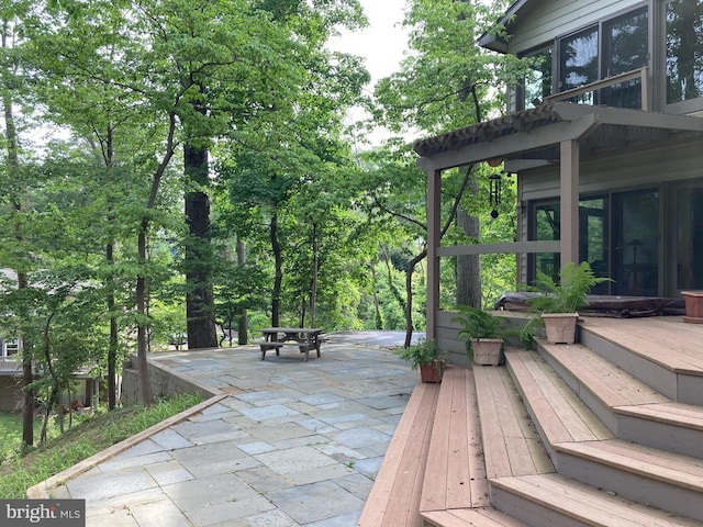 1534 Circle Dr, Annapolis, MD 21409 - wooden deck with a patio area and a sunroom