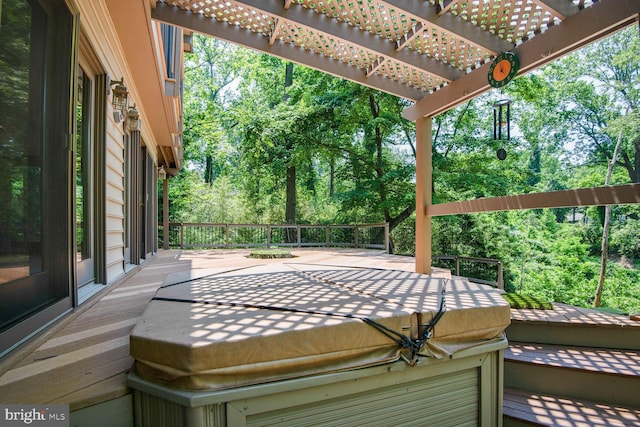 1534 Circle Dr, Annapolis, MD 21409 - deck featuring a pergola and view of wooded area