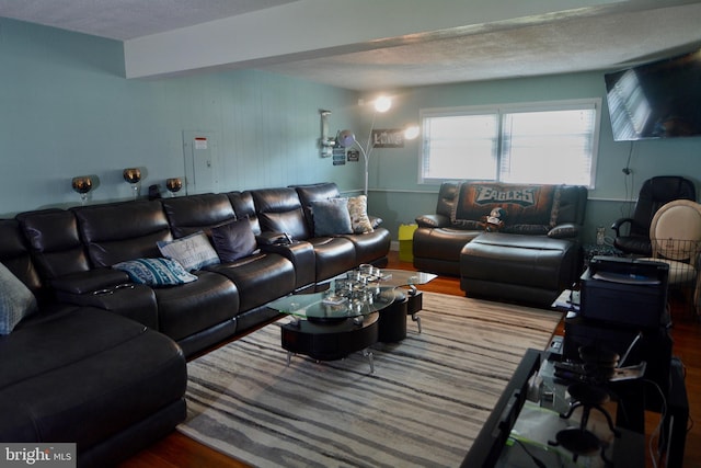 7 Caldwell Ave, Marlton, NJ 08053 - living room with wood finished floors and a textured ceiling