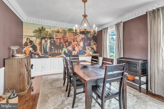 65 Hillcrest Ln, North East, MD 21901 - dining area with a chandelier, crown molding, and wood finished floors