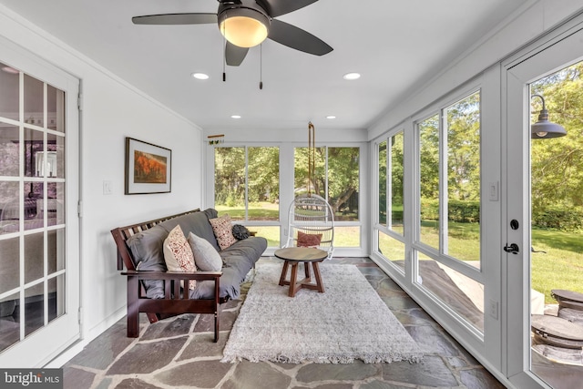65 Hillcrest Ln, North East, MD 21901 - sunroom / solarium with french doors, ceiling fan, and outdoor lounge area