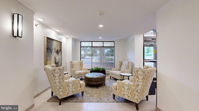 1808 Old Meadow Rd Unit 1015, Mclean, VA 22102 - living area with tile patterned flooring, plenty of natural light, baseboards, and recessed lighting
