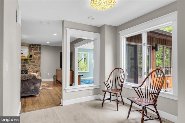 13 Quartz Mill Rd, Newark, DE 19711 - living area with baseboards and a stone fireplace