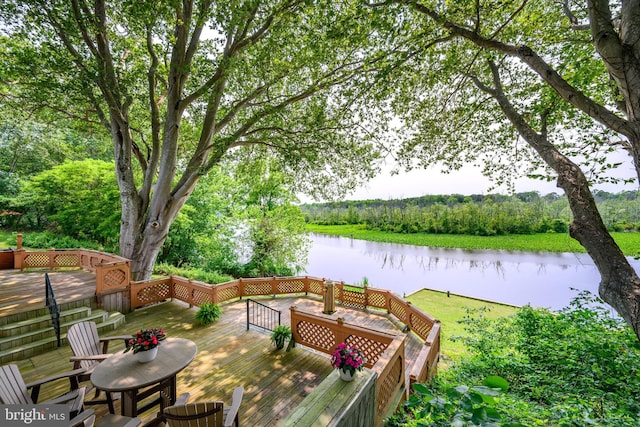25292 Sandy Point Rd, Greensboro, MD 21639 - wooden terrace featuring a water view and a view of trees
